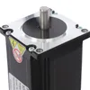 Close-up of the top of a black stepper motor with a silver shaft and mounting plate. Náhled obrázku produktu