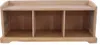 A light-colored wooden bench with three storage compartments and a woven detail on the sides. Podgląd zdjęcia produktu