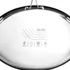 Close-up view of the bottom of a stainless steel pan, showing branding and compatibility icons. Produktbild-Vorschau