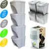 A set of stackable white trash bins with recycling labels on the side. Náhled obrázku produktu