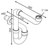 HANDICAP Waschtisch-Siphon, Platzsparend, 5/4"-32mm, Chrom Produktbild-Vorschau 2