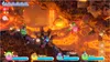 A scene from the video game Kirby's Return to Dream Land Deluxe, showing four Kirby characters with different abilities in a volcanic environment. Produktbild-Vorschau