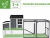 Diagram of a chicken coop with dimensions and capacity information. Produktbild-Vorschau