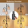 A collage showing a floor lamp at different brightness levels, with a close-up of the dimmer switch. Náhľad obrázku produktu