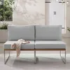 home24 Loungesofa - 2-teilig - Webstoff / Teak Massiv Produktbild-Vorschau 1