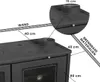 Diagram showing safety clearances for a wood-burning stove. Produktbild-Vorschau