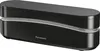 A black Panasonic cordless phone base unit with a silver accent strip. Produktbild-Vorschau