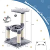 A diagram of a cat tree with dimensions and decorative elements. Náhľad obrázku produktu