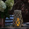 BURI Solar Gartenlaterne Rattanoptik Flackerkerze Produktbild-Vorschau 2