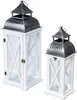 2er Set Laterne aus Holz Weiß Metall Kerzenhalter Windlicht Produktbild-Vorschau 1