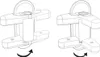 Two illustrations of a window handle lock, showing its operation. Náhled obrázku produktu