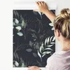 10m VLIES WALLPAPER rolka akvarel listy čierne pozadie Náhľad obrázku produktu 3
