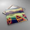 Bild auf Leinwand - Leinwandbild - Berge See Boot - 60x60cm Produktbild-Vorschau 2