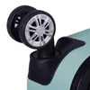 A close-up view of the wheels and a portion of a mint green suitcase. Náhľad obrázku produktu