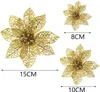 Künstliche Weihnachtsblumen, 30 Stück, gold, 7,5/10/15 cm Productafbeelding-voorbeeld