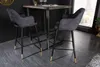 Eleganter Barhocker PARIS grau Samt mit Ziersteppung und Produktbild-Vorschau 4