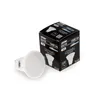 A white LED light bulb and its black packaging are shown against a white background. Produktbild-Vorschau