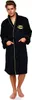 A man wearing a black Batman-themed bathrobe. Podgląd zdjęcia produktu