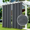 Outdoor curtains hanging on a pergola in a garden setting. Produktbild-Vorschau