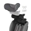 An exploded view of a car seat's headrest and safety system, highlighting its modular components and safety features. Voir les images du produit