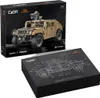 The image shows the packaging of a building block toy set, featuring a model of a Humvee vehicle. Produktbild-Vorschau