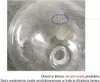 A close-up of a glass lampshade with a small hole highlighted by a blue circle and text annotations. Anteprima dell’immagine prodotto