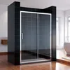 A modern bathroom with a sleek shower enclosure. Voir les images du produit