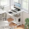 HOMCOM Schreibtisch mit Rollen platzsparender Computertisch Produktbild-Vorschau 2