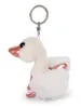 A white plush swan keychain with pink accents is shown against a white background. Produktbild-Vorschau
