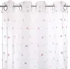 A close-up view of a white curtain with pink pom-pom accents, hanging from a curtain rod. Anteprima dell’immagine prodotto
