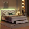 A bedroom scene featuring a bed with storage drawers and LED lighting. Anteprima dell’immagine prodotto