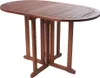 A wooden folding table on a white background.