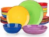 A collection of colorful ceramic plates and bowls stacked and arranged. Náhled obrázku produktu