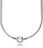 A silver Pandora necklace with a central clasp featuring the Pandora logo. Produktbild-Vorschau