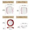 Diagrams showing the dimensions and capacities of different pieces of dinnerware, with measurements in both centimeters and inches. Produktbild-Vorschau