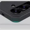 Close-up of the corner of a black phone case, showing the camera lenses and a subtle blue glow at the bottom edge. Produktbild-Vorschau