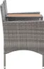 Side view of a grey rattan garden bench with a wooden tabletop integrated into one of the armrests. Náhľad obrázku produktu