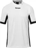 A white and black short-sleeved t-shirt with the Kempa logo on the chest. Voir les images du produit