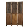 Homestyle4u Paravent Raumteiler 3 teilig Holz Braun Rattan Produktbild-Vorschau 2