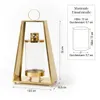 Znicz lampion nagrobny metalowy złoty 32 cm ze szklanym Podgląd zdjęcia produktu 2