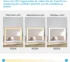 Three different light color settings for a mirror with LED lighting. Podgląd zdjęcia produktu