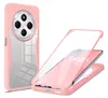 A pink and transparent phone case is shown, with one case on the left and another case with a phone inside on the right. Produktbild-Vorschau