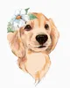 Diamondi - Diamond painting - SÜSSER HUND UND WEISSE BLUME, Produktbild-Vorschau 1