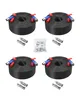 Four coiled black cables with BNC connectors (red and blue ends) and a bag of cable clips, all arranged on a white background. Produktbild-Vorschau