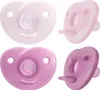 A collage of four Philips Avent Soothie pacifiers in different shades of pink. Produktbild-Vorschau
