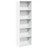 A tall, white, five-shelf bookcase is shown against a white background. Voir les images du produit