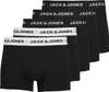 A stack of black boxer shorts with white waistbands, each featuring the 'JACK & JONES' logo. Podgląd zdjęcia produktu