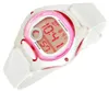 A digital Casio watch with a white band and pink accents. Produktbild-Vorschau