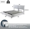 A diagram showing the dimensions of a bed frame, with accompanying text in German. Produktbild-Vorschau