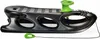 A black and green plastic sled with a steering wheel and rope, shown on a white background. Podgląd zdjęcia produktu